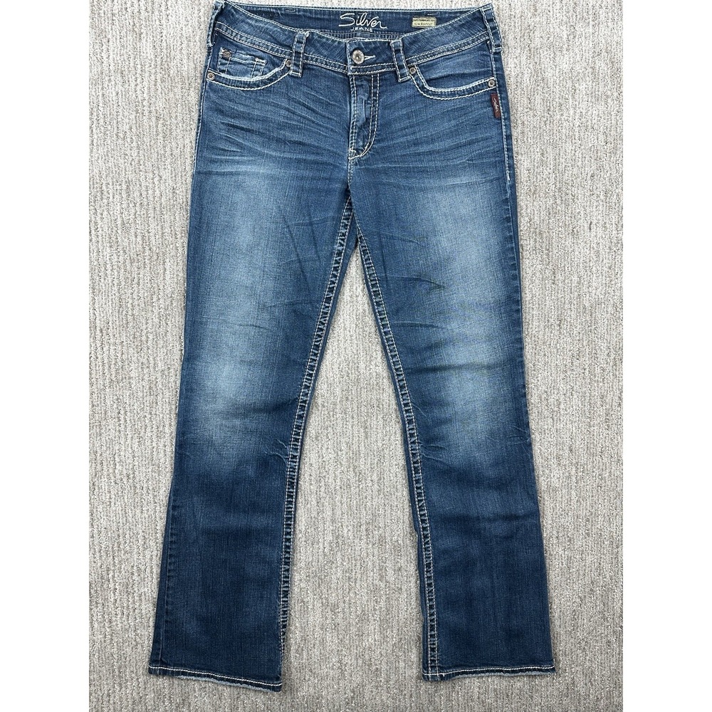 Silver Jeans Womens Size 32x33 (fits 34x33) Blue Suki Surplus Boot Flap Pocket
